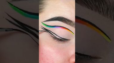 Black and rainbow floating eyeliner tutorial 🥰 you’ll loge it 🫶🏻 #short