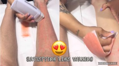 Satisfying leg waxing 😱🤗 #satisfying #waxing